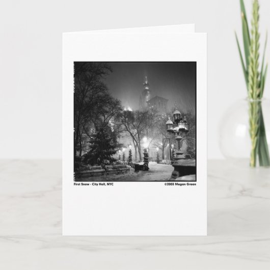 Eerste Sneeuw - Stadhuis, NYC Kaart (Voorkant)