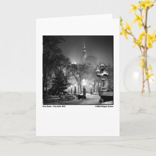 Eerste Sneeuw - Stadhuis, NYC Kaart (Gele Bloem)