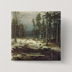 Eerste sneeuw vierkante button 5,1 cm