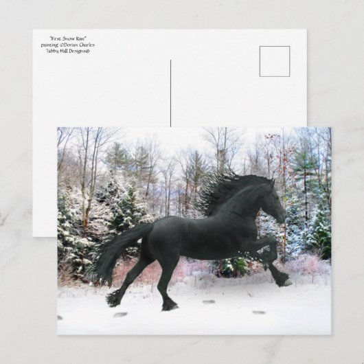 "Eerste sneeuwrun" Briefkaart (Voorkant / Achterkant)