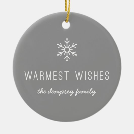 Eerste sneeuwval-keramisch Ornament - Grijs (Voorkant)