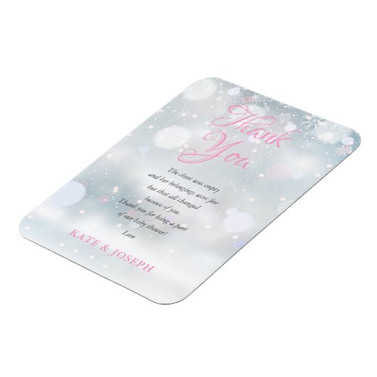 Eerste sneeuwvlokken Baby Shower Dank je Gedicht Magneet (Linkerzijde)