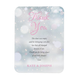 Eerste Sneeuwvlokken Baby Shower Dankgedicht Magneet