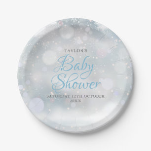 Eerste Sneeuwvlokken Baby Shower / Spetterfeest Papieren Bordje