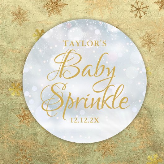 Eerste sneeuwvlokken Baby Sprinkle Shower Ronde Sticker