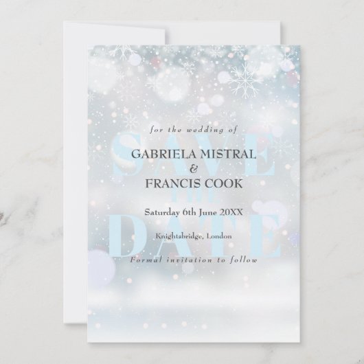 Eerste Sneeuwvlokken Bewaar de Datum Kaart (Voorkant)