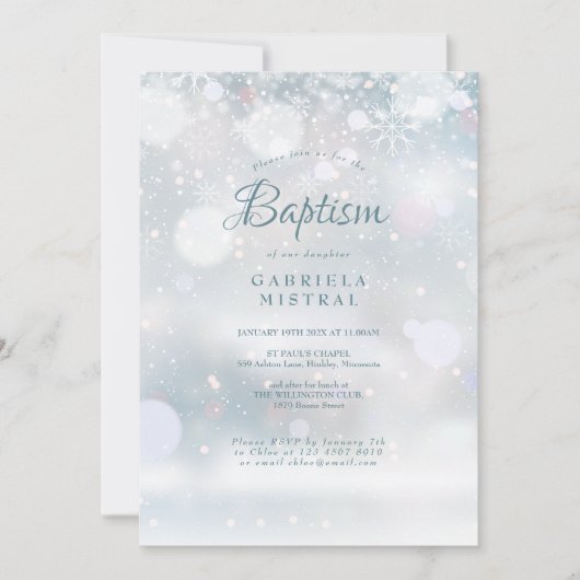 Eerste sneeuwvlokken Doop Christening Kaart (Voorkant)