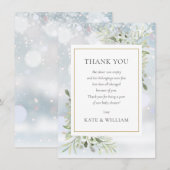 Eerste Sneeuwvlokken Groene Baby Shower Gedicht Bedankkaart (Voorkant / Achterkant)