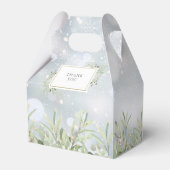 Eerste Sneeuwvlokken Groene Winter Bruiloft Bedankdoosjes (Achterkant)