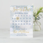 Eerste Sneeuwvlokken Kalender Bewaar de Datum Save The Date (Staand voorkant)