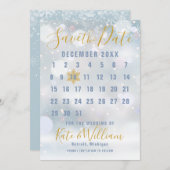 Eerste Sneeuwvlokken Kalender Bewaar de Datum Save The Date (Voorkant / Achterkant)