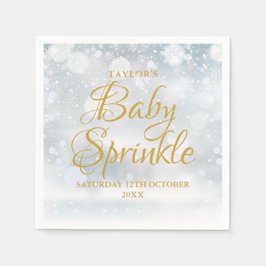 Eerste Sneeuwvlokken Winter Baby Sprinkle / Douche Servet (Voorkant)