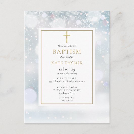 Eerste sneeuwvlokken Winter doop doop Uitnodiging Briefkaart (Voorkant)
