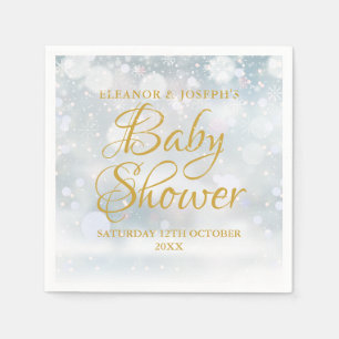 Eerste Sneeuwvlokken Winter Koppels Baby Shower Servet