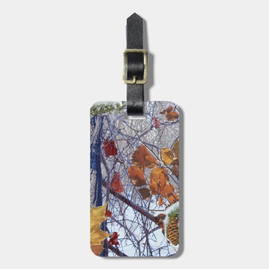 Eerste sneeuwwinterscène Camouflage schilderen Bagagelabel (Voorkant verticaal)