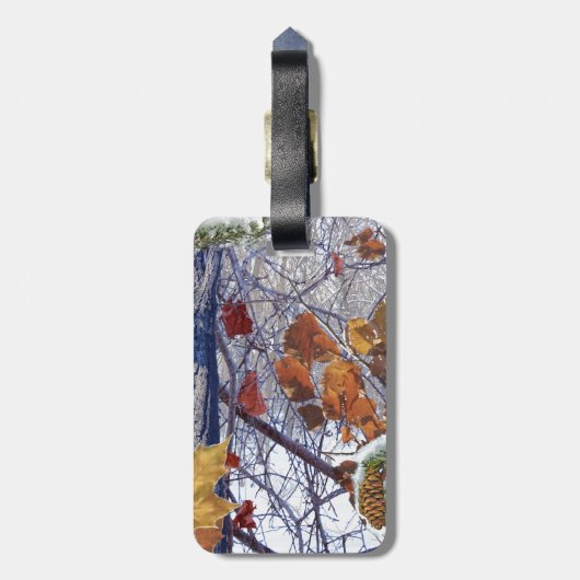 Eerste sneeuwwinterscène Camouflage schilderen Bagagelabel (Achterkant verticaal)