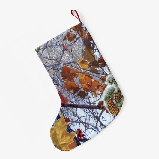 Eerste sneeuwwinterscène Camouflage schilderen Kleine Kerstsok (Achterkant (Hangend))