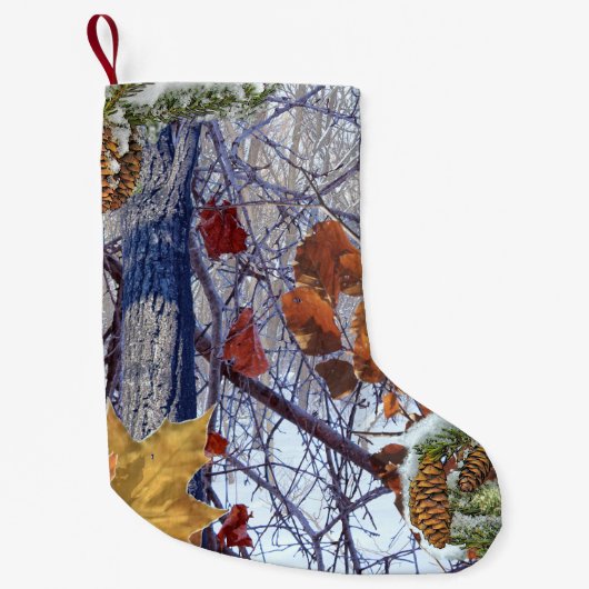 Eerste sneeuwwinterscène Camouflage schilderen Kleine Kerstsok (Voorkant)