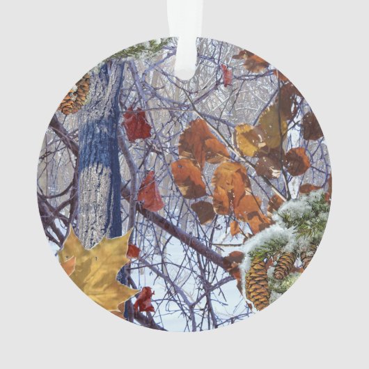Eerste sneeuwwinterscène Camouflage schilderen Ornament (achterkant)
