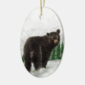 Eerste Snowfall Black Beer Mountain Wilderness Keramisch Ornament (Links)