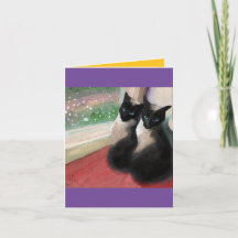 Eerste Snowfall - kerstkaartje voor Katten