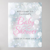 Eerste Snowflakes Baby shower Welkomstteken Poster (Voorkant)