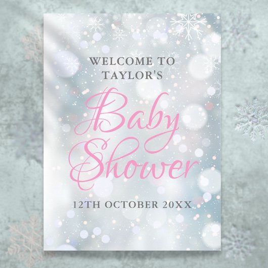Eerste Snowflakes Baby shower Welkomstteken Poster