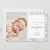 Eerste Snowflakes Baptism Christening Foto Bedankkaart (Voorkant)