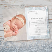 Eerste Snowflakes Baptism Christening Foto Bedankkaart