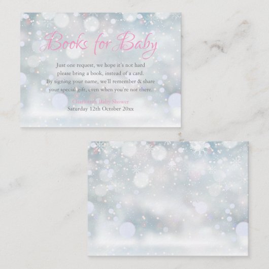 Eerste Snowflakes Book Request Baby shower Informatiekaartje (Voorkant / Achterkant)