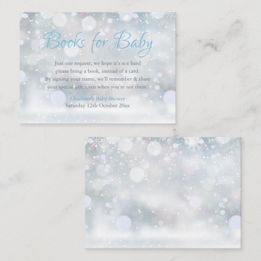 Eerste Snowflakes Book Request Baby shower Informatiekaartje (Voorkant / Achterkant)