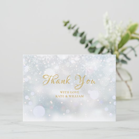 Eerste Snowflakes Gold Bedankt (Staand voorkant)