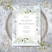 Eerste Snowflakes Greenery Winter Wedding Invitati Kaart