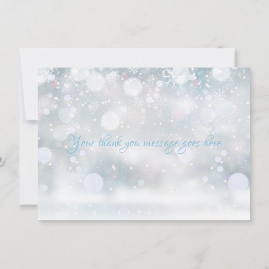 Eerste Snowflakes Winter Script Dank je Bedankkaart (Achterkant)