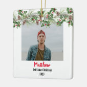 Eerste sobere kerst minimale foto keramisch ornament (Links)