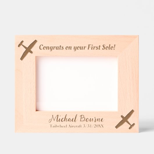 Eerste Solo Piloot & Vliegtuig Gefeliciteerd Custo Gegraveerde Lijstjes (Voorkant)