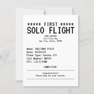 Eerste Solo-vlucht gefeliciteerd Flat Kaart