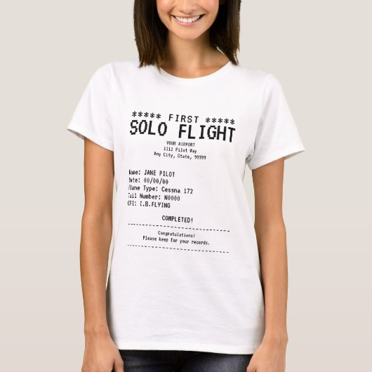 Eerste Solo-vlucht T-shirt (Voorkant)