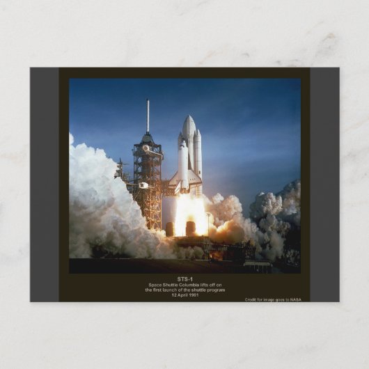 Eerste Space Shuttle start STS-1 Columbia Briefkaart (Voorkant)
