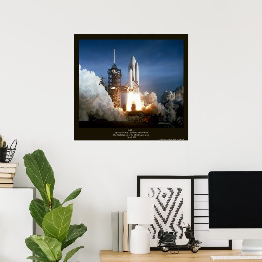 Eerste Space Shuttle start STS-1 Columbia Poster (Thuiskantoor)
