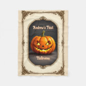 Eerste Spooky Halloween Pumpkin Personaliseer Naam Fleece Deken (Voorkant)