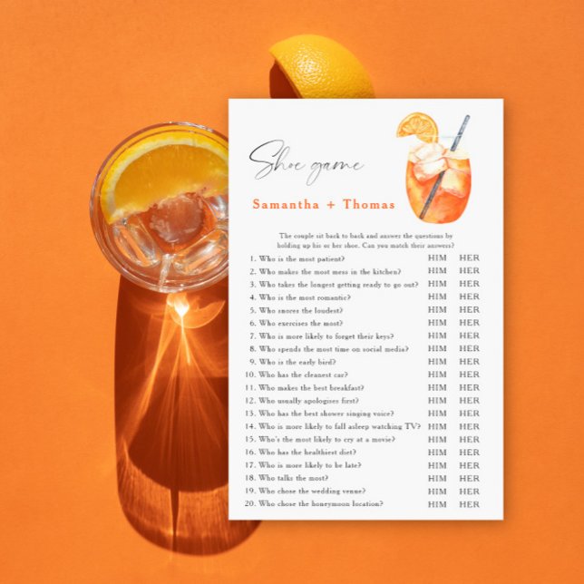 eerste spritz cocktail bruidsfeest Schoen spel (Creator heeft geüpload)