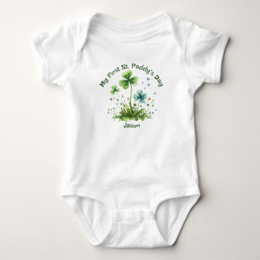 Eerste St. Paddy's Day-driljoenklaver Romper (Voorkant)