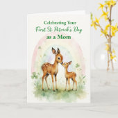 Eerste St. Patrick's Day als moeder Woodland Deer Kaart (Gele Bloem)