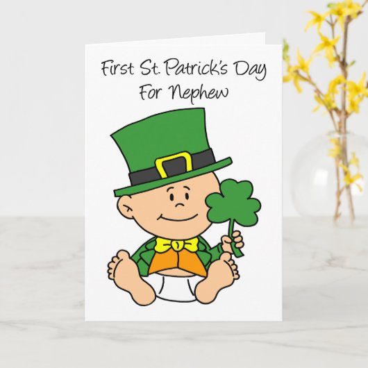 Eerste St Patrick's Day voor neef Kaart (Gele Bloem)