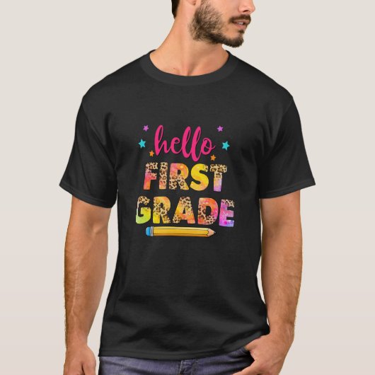 Eerste stap kleurstofteam Hallo 1e graads potlood T-shirt (Voorkant)