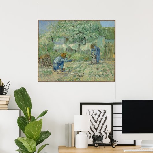 Eerste stappen, na Millet 1890 Vincent van Gogh Poster (Thuiskantoor)