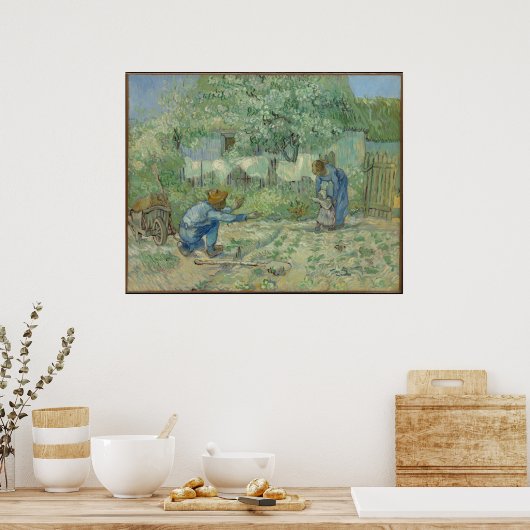 Eerste stappen, na Millet 1890 Vincent van Gogh Poster (Keuken)