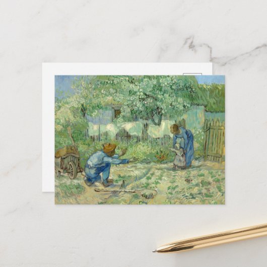 Eerste stappen, na Millet door Vincent Van Gogh Briefkaart (Voorkant / Achterkant in situ)