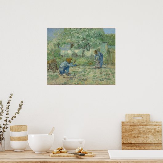 Eerste stappen, na Millet door Vincent Van Gogh Poster (Keuken)
